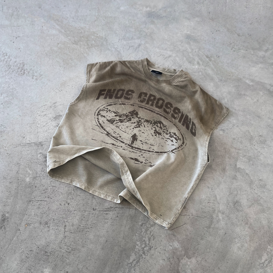 FNOS - Crossing Washed Bat Cut Shirt - Comfortable T-shirts - Daily Wear - Male