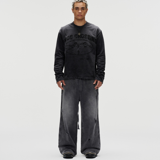 FNOS - Washed Ripped Sweatpants - Comfortable Pants - Daily Wear - Unisex