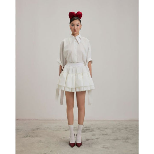 CAOSTU - White Layering Skirt - ใส่สบาย กระโปรง - ใส่ได้ทุกวัน - ผู้หญิง