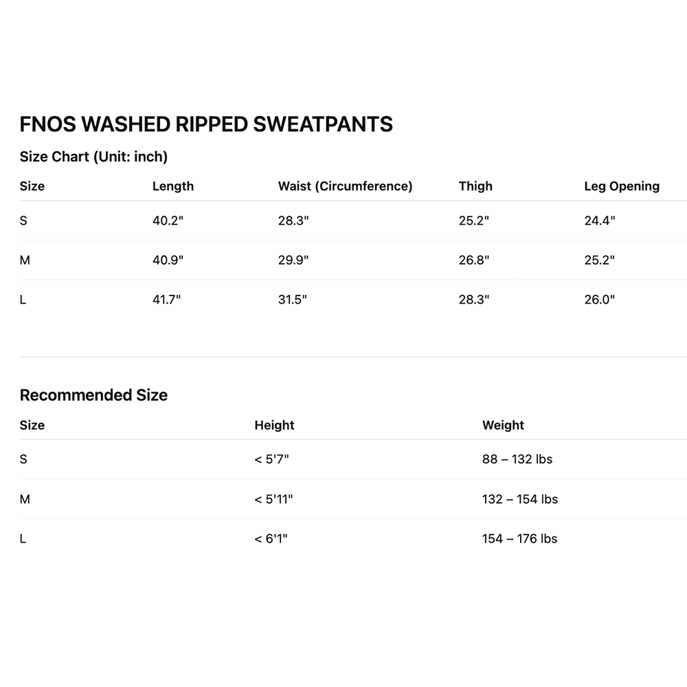 FNOS - Washed Ripped Sweatpants - Comfortable Pants - Daily Wear - Unisex