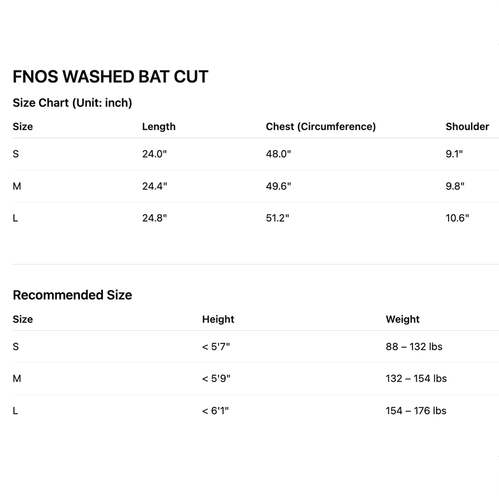 FNOS - Washed Bat Cut Shirt - Comfortable T-shirts - Daily Wear - Male