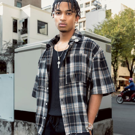 Plaid Boxy Shirt - Black