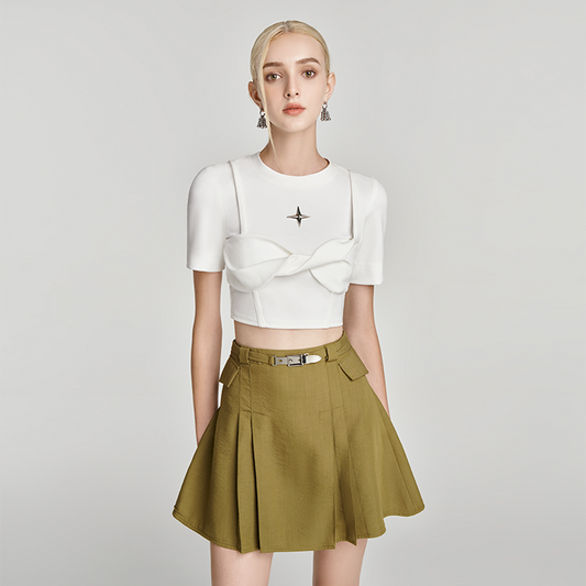 Jupiter Pleated Mini Skirt With Belt