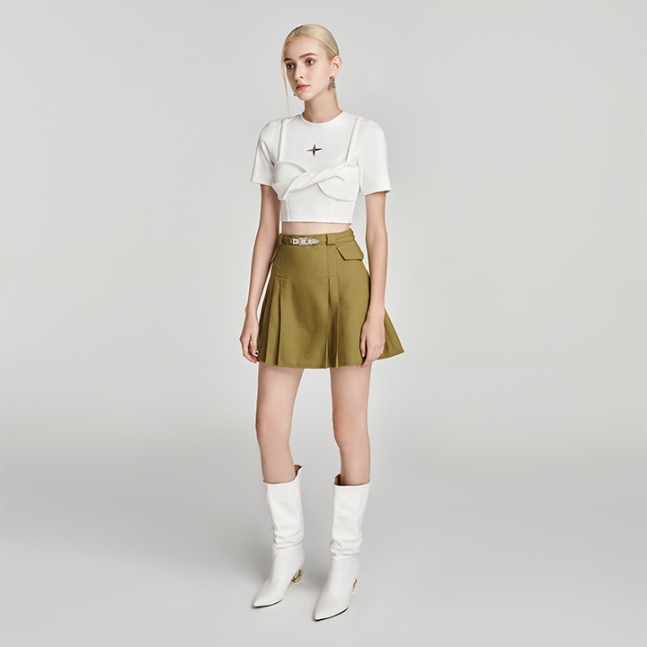Jupiter Pleated Mini Skirt With Belt