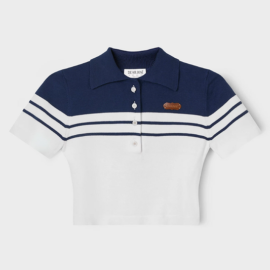 DEARJOSE- Sensei Knit Cropped Top In Navy Striped - Female