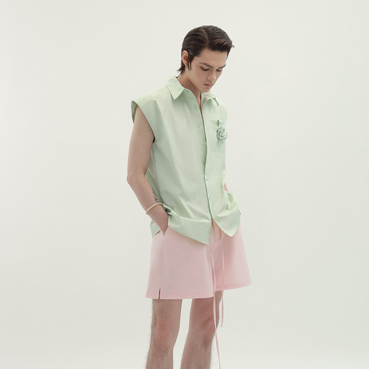 Sleeveless Floral Shirt Ss25 (Jade Green)
