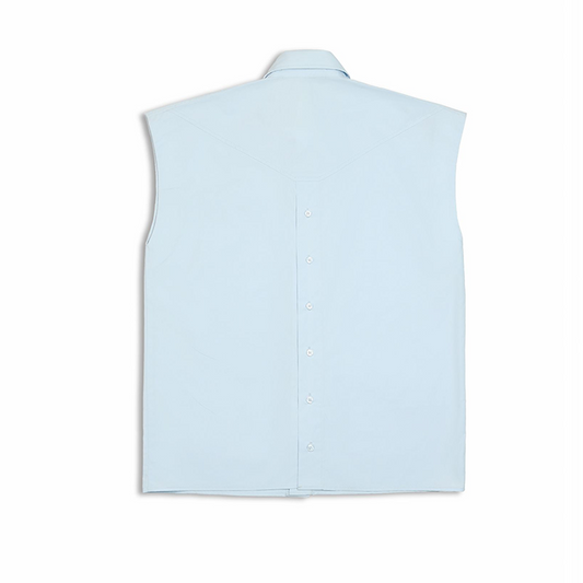 Sleeveless Floral Shirt Ss25 (Sea Blue)