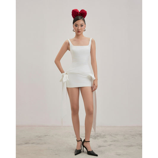 CAOSTU - White Tie Dress - ใส่สบาย เดรส - ใส่ออกงาน - ผู้หญิง