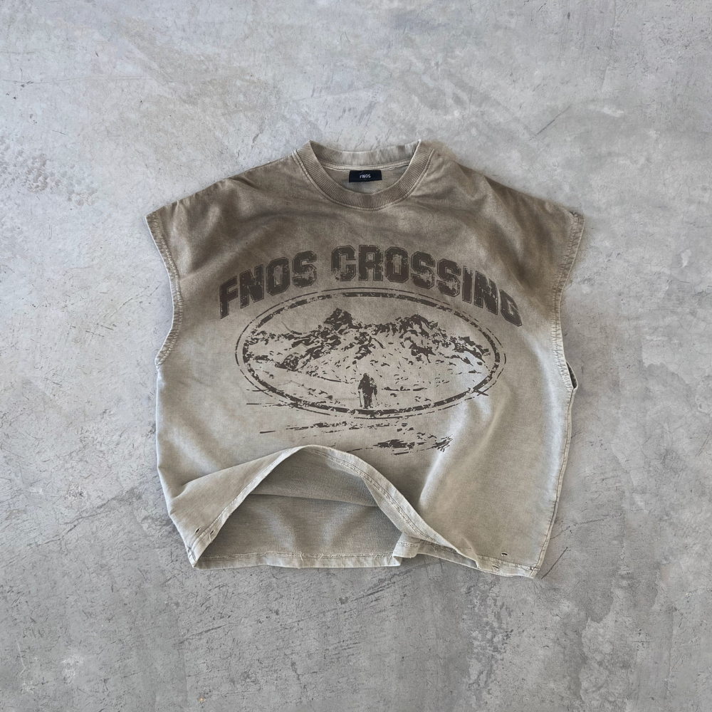 FNOS - Crossing Washed Bat Cut Shirt - Comfortable T-shirts - Daily Wear - Male