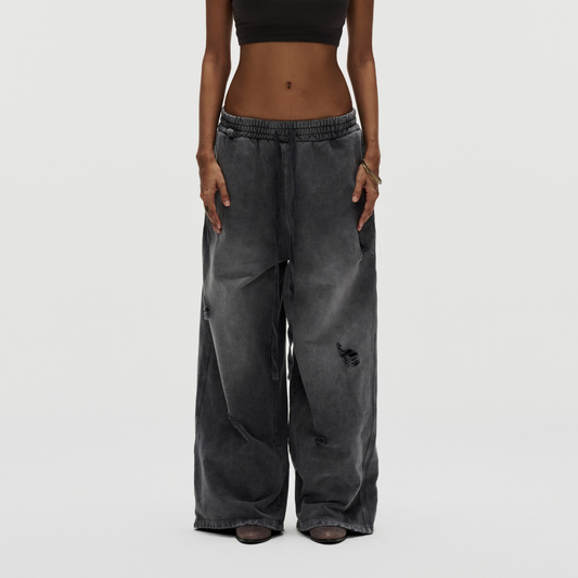 FNOS - Washed Ripped Sweatpants - Comfortable Pants - Daily Wear - Unisex