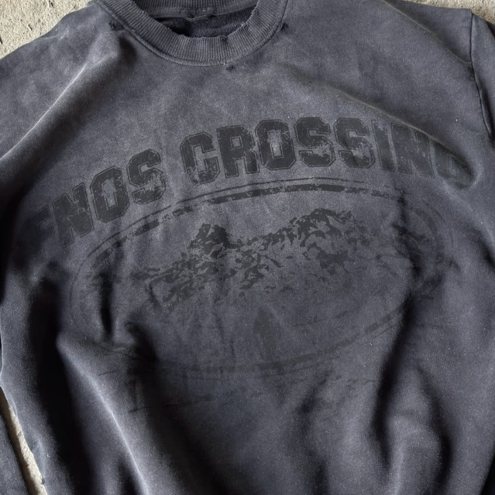 FNOS - “Fnos Crossing” Washed Long Sleeve – Black - Comfortable T-shirts - Daily Wear - Unisex