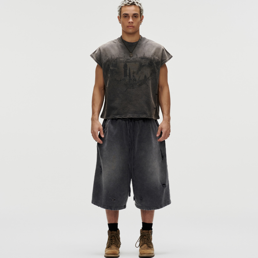 FNOS - Washed Bat Cut Shirt - Comfortable T-shirts - Daily Wear - Male