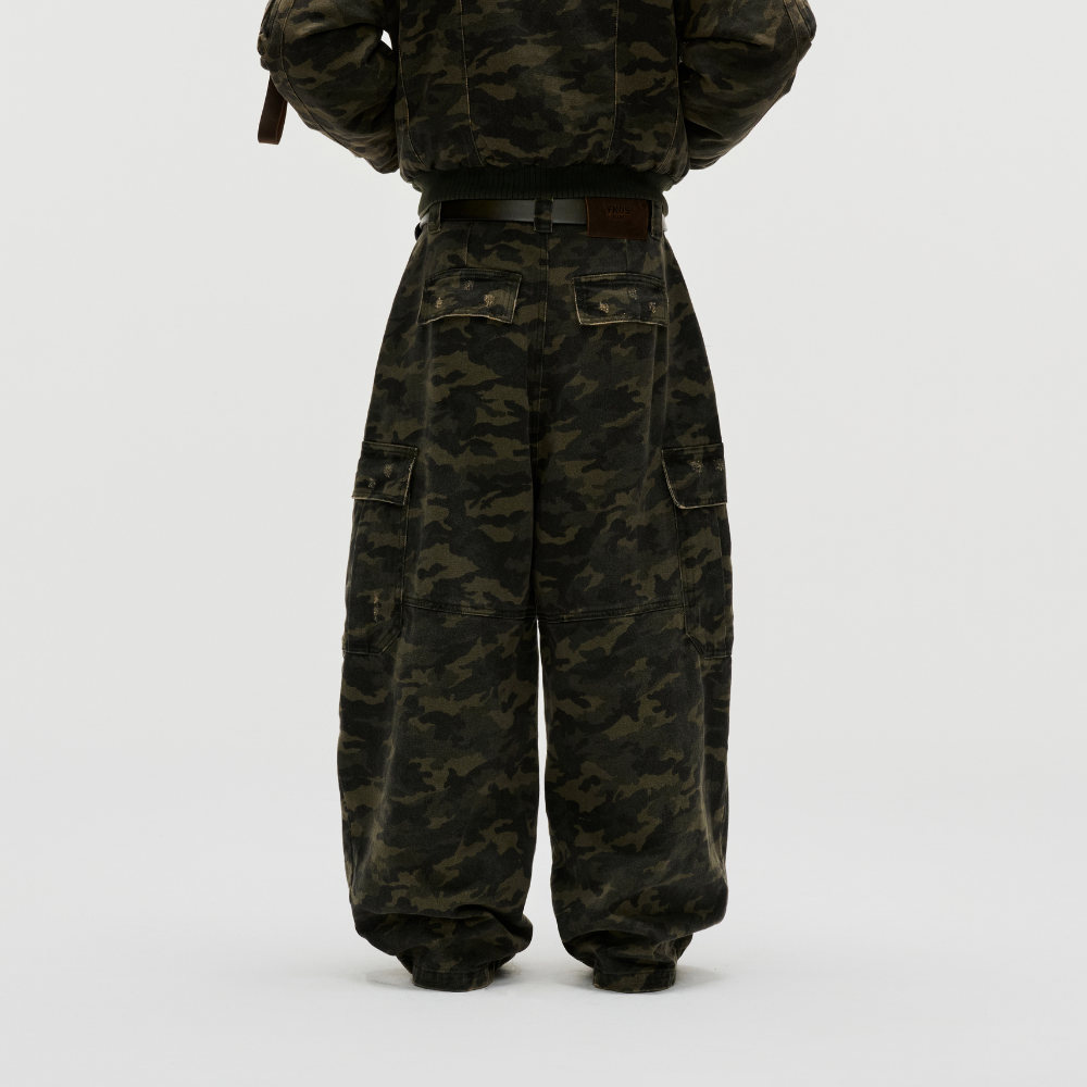FNOS - Washed Camo Cargo Pants - Comfortable Pants - Daily Wear - Unisex