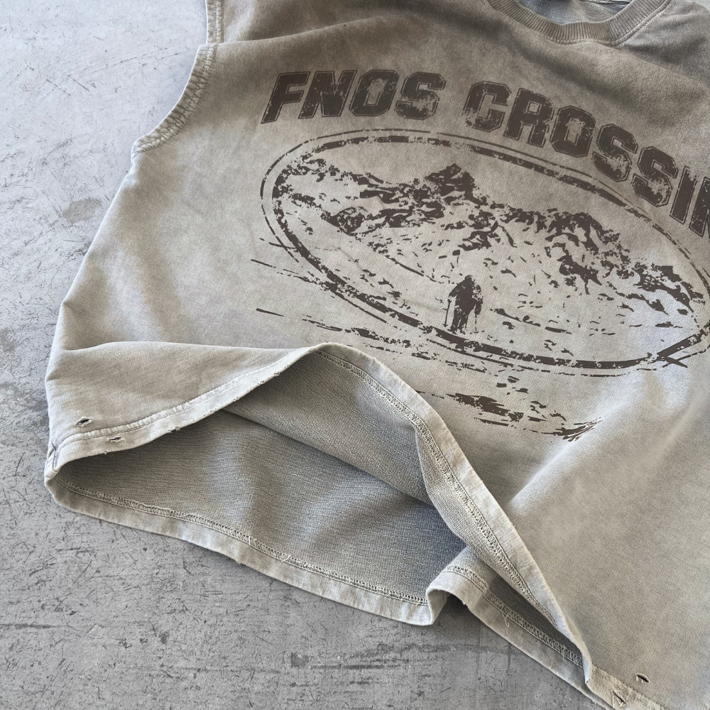 FNOS - Crossing Washed Bat Cut Shirt - Comfortable T-shirts - Daily Wear - Male