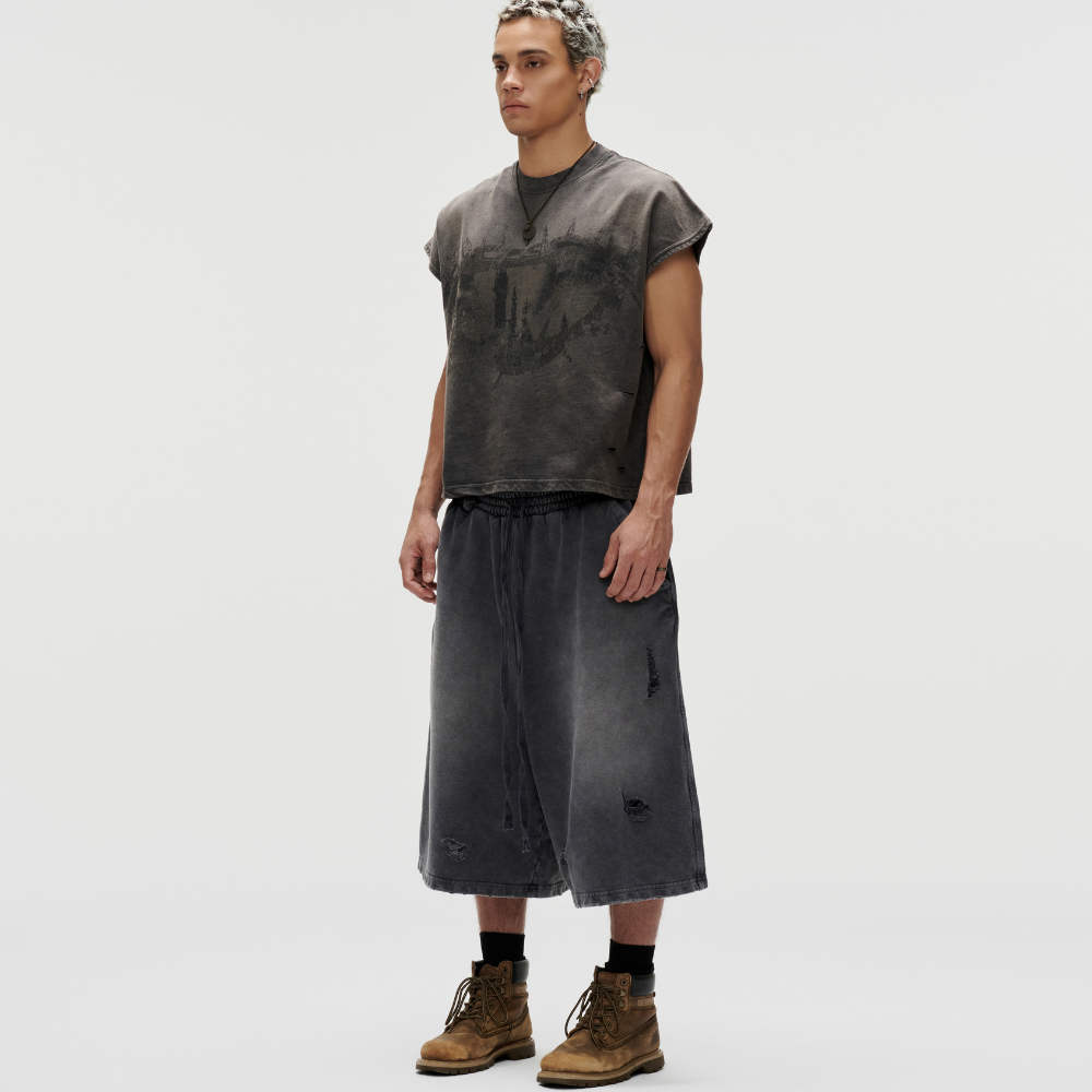 FNOS - Washed Bat Cut Shirt - Comfortable T-shirts - Daily Wear - Male