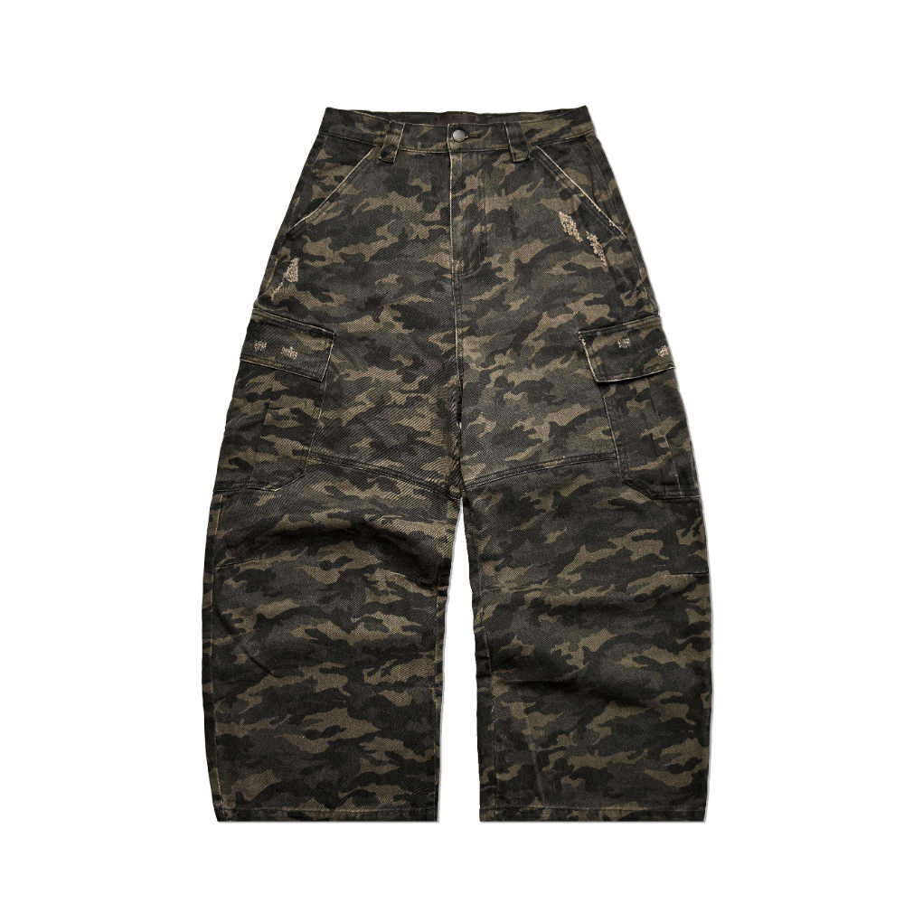 FNOS - Washed Camo Cargo Pants - Comfortable Pants - Daily Wear - Unisex