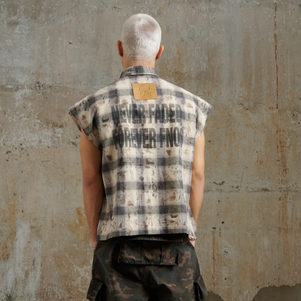 FNOS - Bat Cut Caro Shirt - Comfortable Tops - Daily Wear - Male