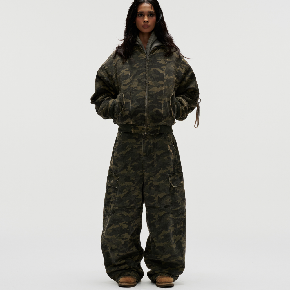 FNOS - Washed Camo Cargo Pants - Comfortable Pants - Daily Wear - Unisex