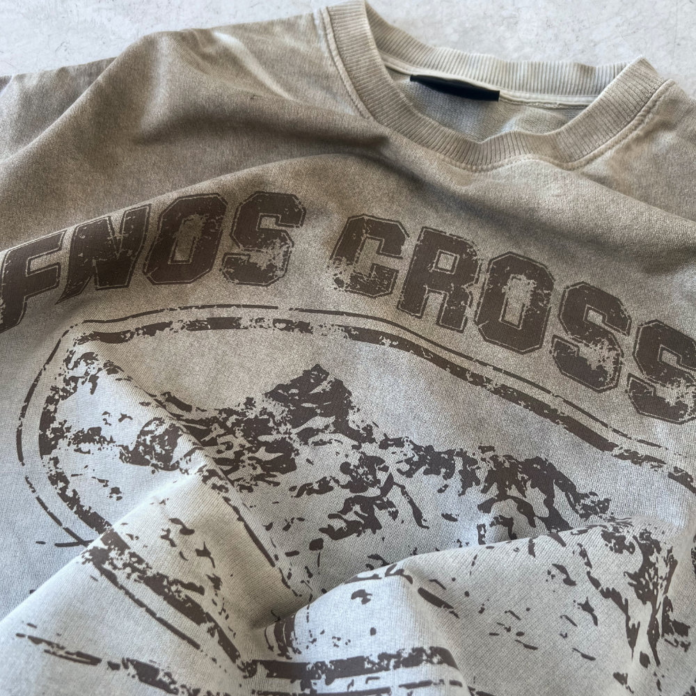 FNOS - Crossing Washed Bat Cut Shirt - Comfortable T-shirts - Daily Wear - Male