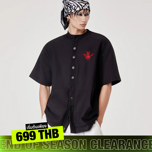 CAOSTU - Beetle Button T-shirt - ใส่สบาย เสื้อยืด - ใส่ได้ทุกวัน - ผู้ชาย