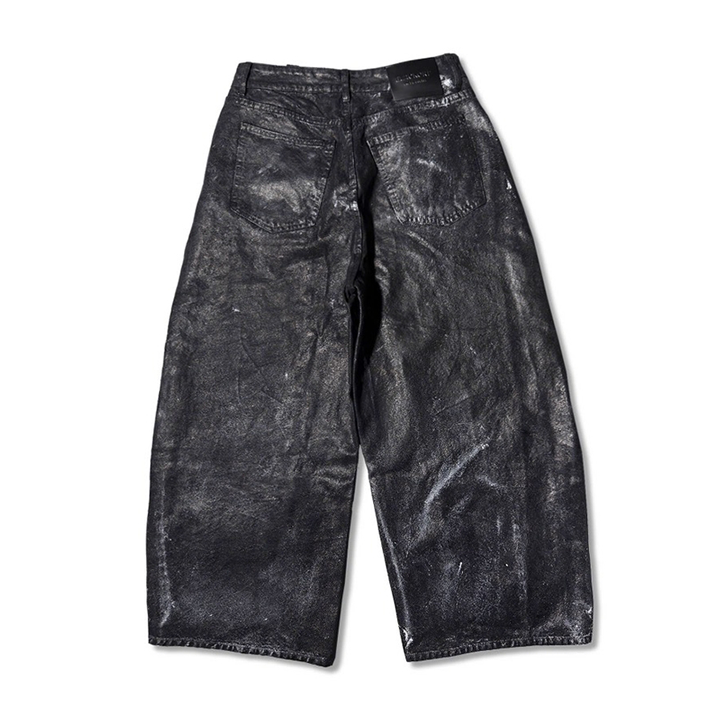 Black Coated Wide Pants