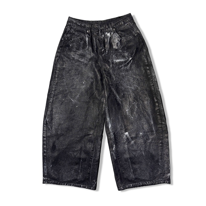 Black Coated Wide Pants