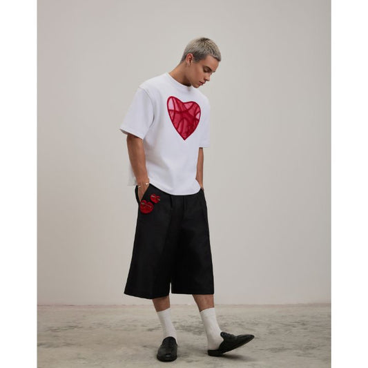 CAOSTU - Curved Heart T-shirt - ใส่สบาย เสื้อยืด - ใส่ได้ทุกวัน - ใส่ได้ทั้งชายหญิง