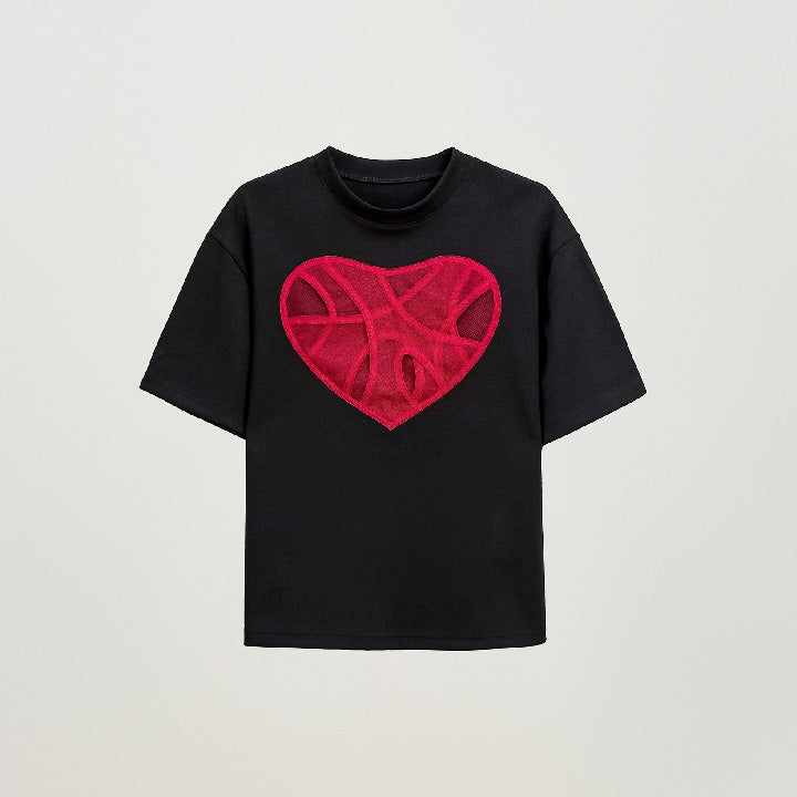 Curved Heart T-Shirt - Black