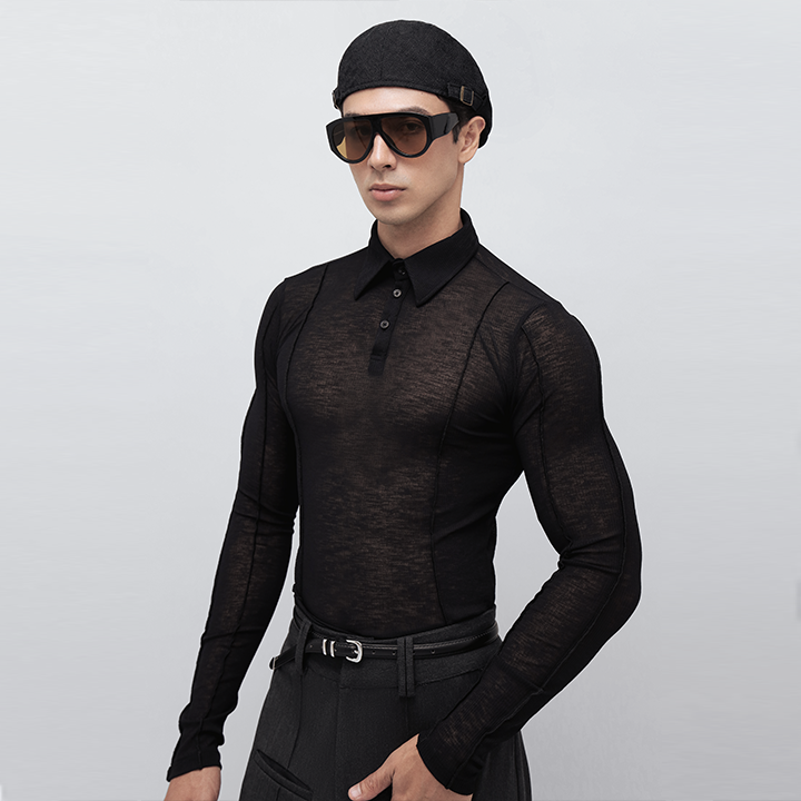 IAMSAIGON - Contour Long Sleeve Polo FW25 - Slim Fit T-shirts - Daily Wear - Unisex