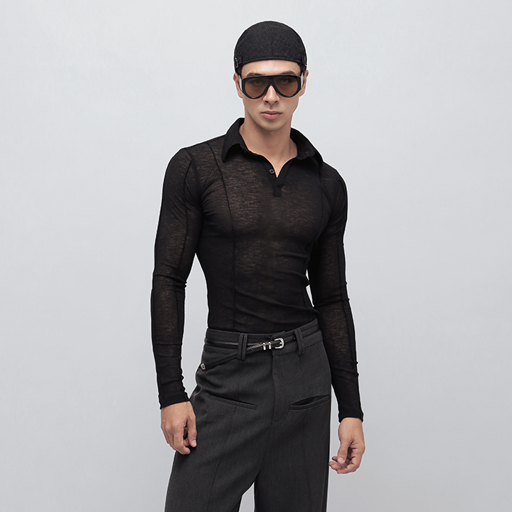IAMSAIGON - Contour Long Sleeve Polo FW25 - Slim Fit T-shirts - Daily Wear - Unisex