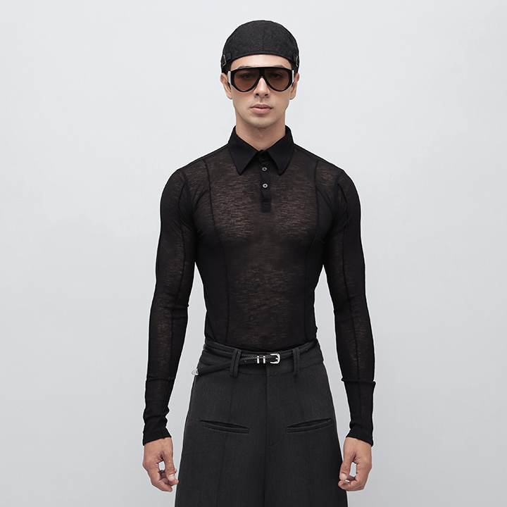 IAMSAIGON - Contour Long Sleeve Polo FW25 - Slim Fit T-shirts - Daily Wear - Unisex