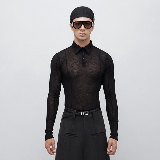 IAMSAIGON - Contour Long Sleeve Polo FW25 - Slim Fit T-shirts - Daily Wear - Unisex