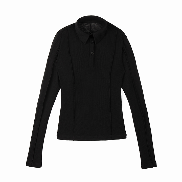 IAMSAIGON - Contour Long Sleeve Polo FW25 - Slim Fit T-shirts - Daily Wear - Unisex