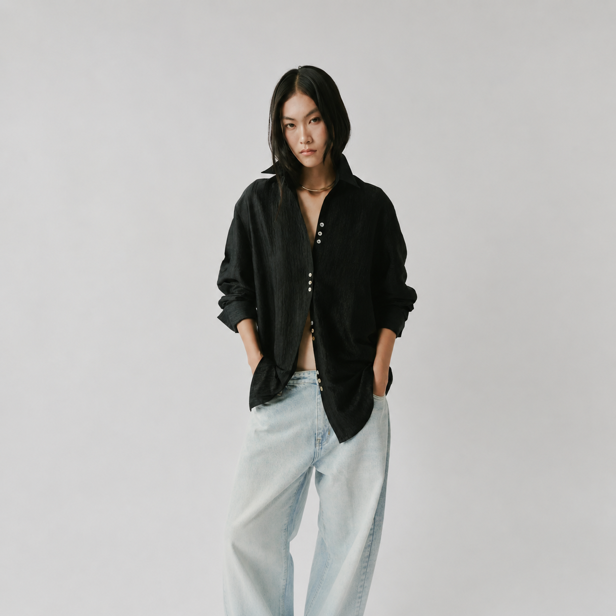HIGHCHIC - Mesh Shirt - Daily Wear - Female