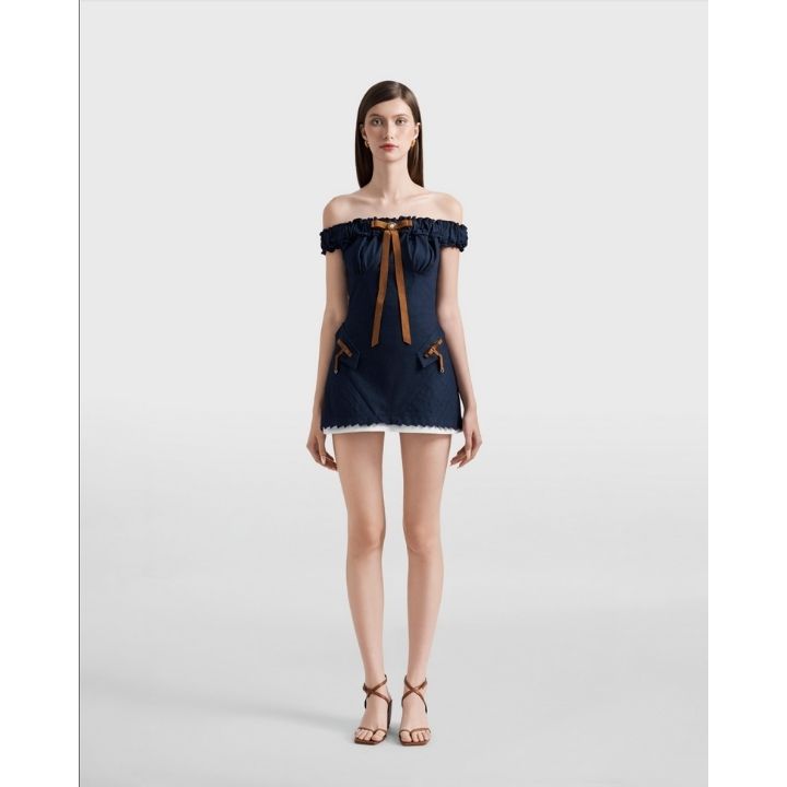 Silent Stream Off-Shoulder Minidress