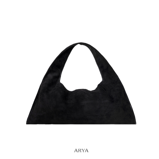 ARYA - Black Eyelet Crescent Bag