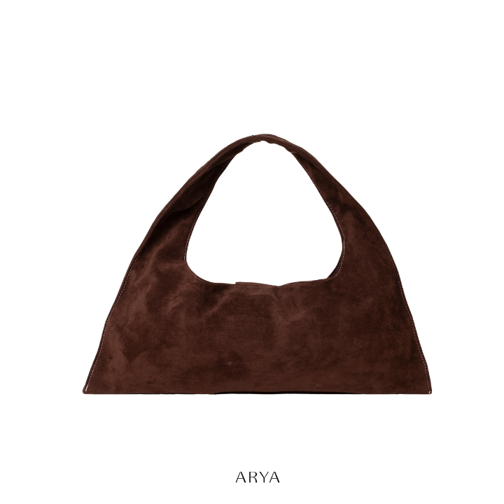 ARYA - Brown Eyelet Crescent Bag