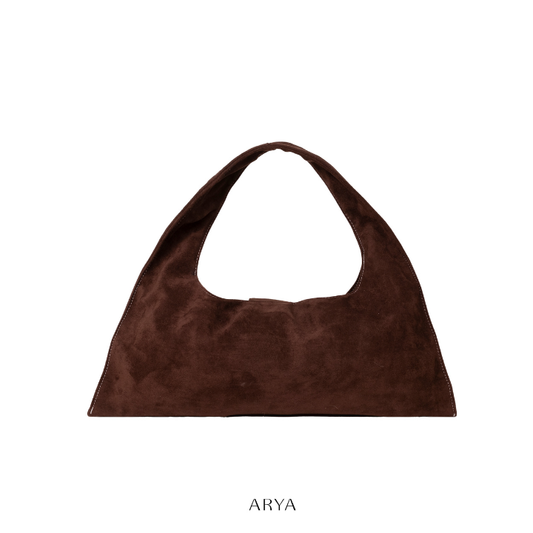 ARYA - Brown Eyelet Crescent Bag