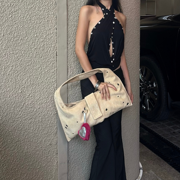 ARYA - Butter Eyelet Crescent Bag
