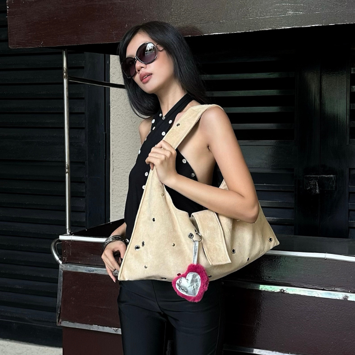 ARYA - Butter Eyelet Crescent Bag
