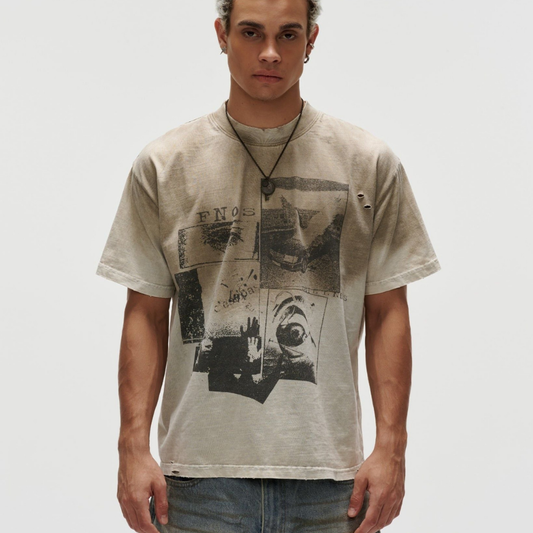 FNOS - Washed Printed Tee – Dirty Beige -Unisex