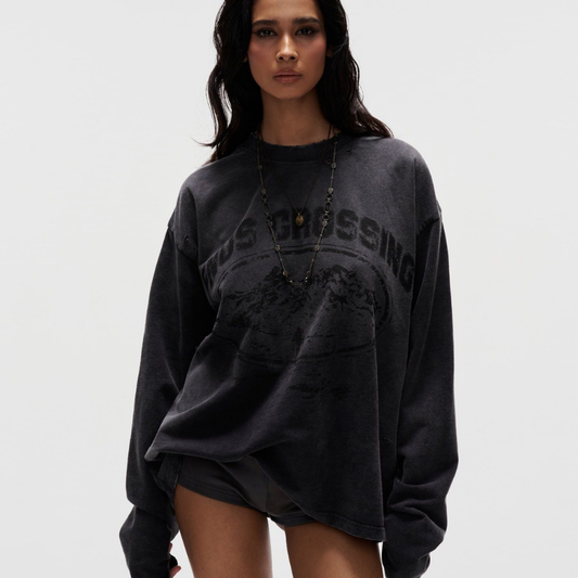 FNOS - “Fnos Crossing” Washed Long Sleeve – Black - Unisex