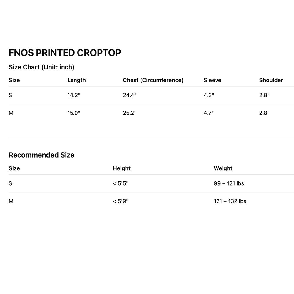 FNOS - Printed Croptop - Slim Fit Tops - Daily Wear - Female