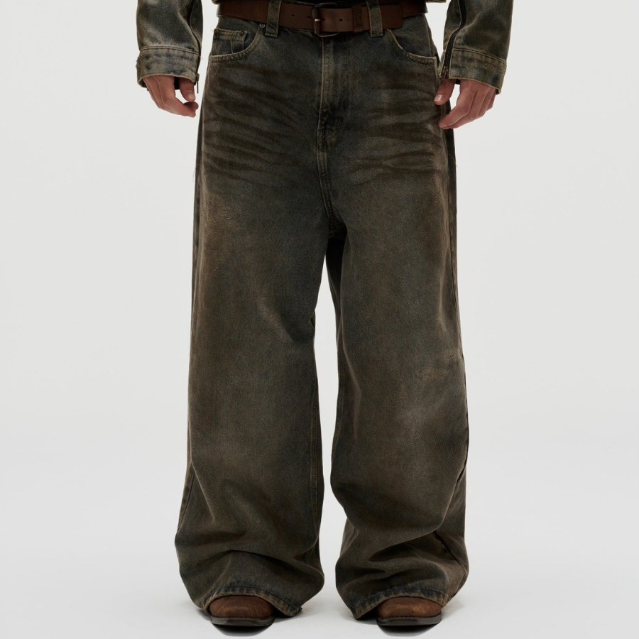 FNOS - Dirty Effect Washed Jeans - Comfortable Pants - Daily Wear - Unisex