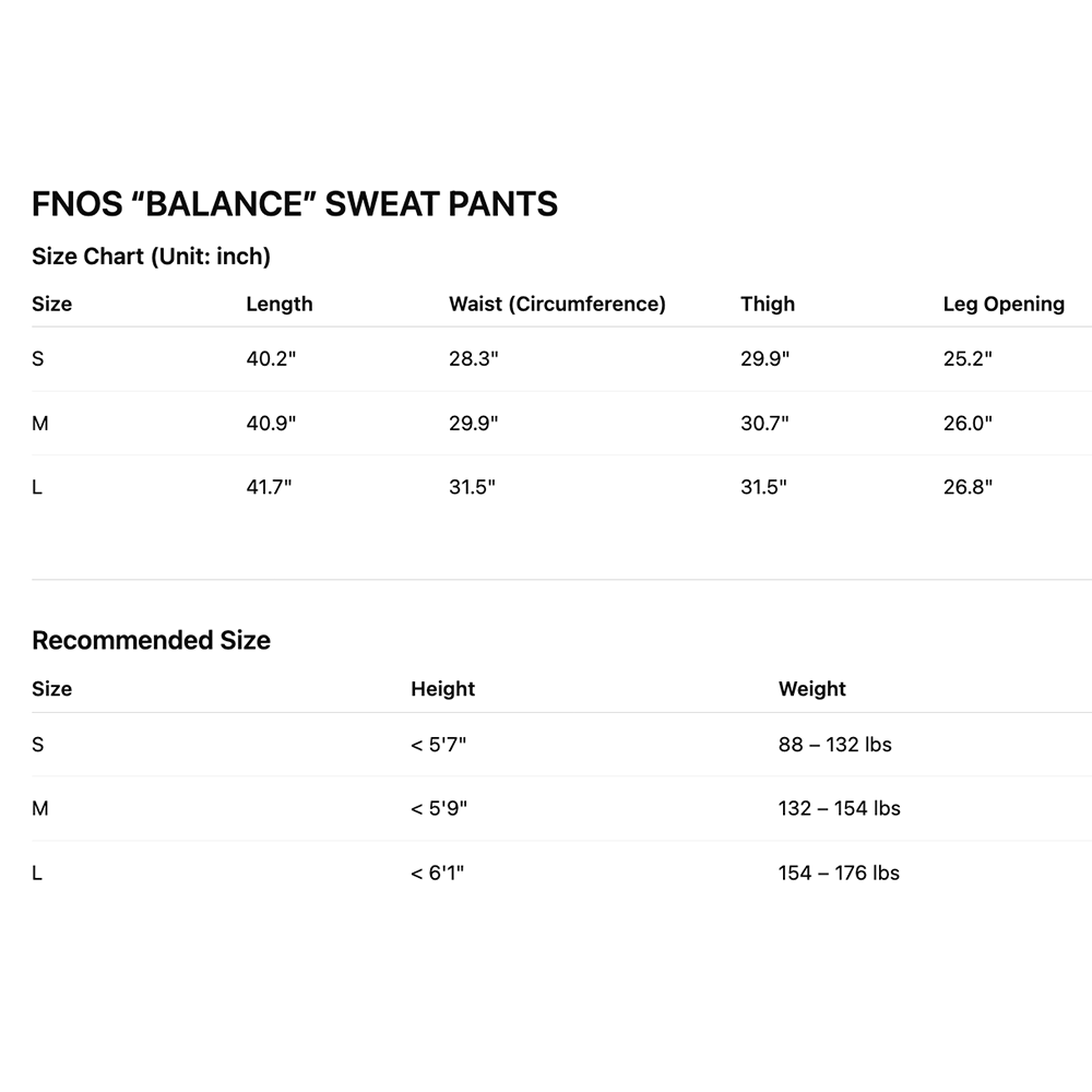 FNOS - "Balance" Sweat Pants - Comfortable Pants - Daily Wear - Unisex