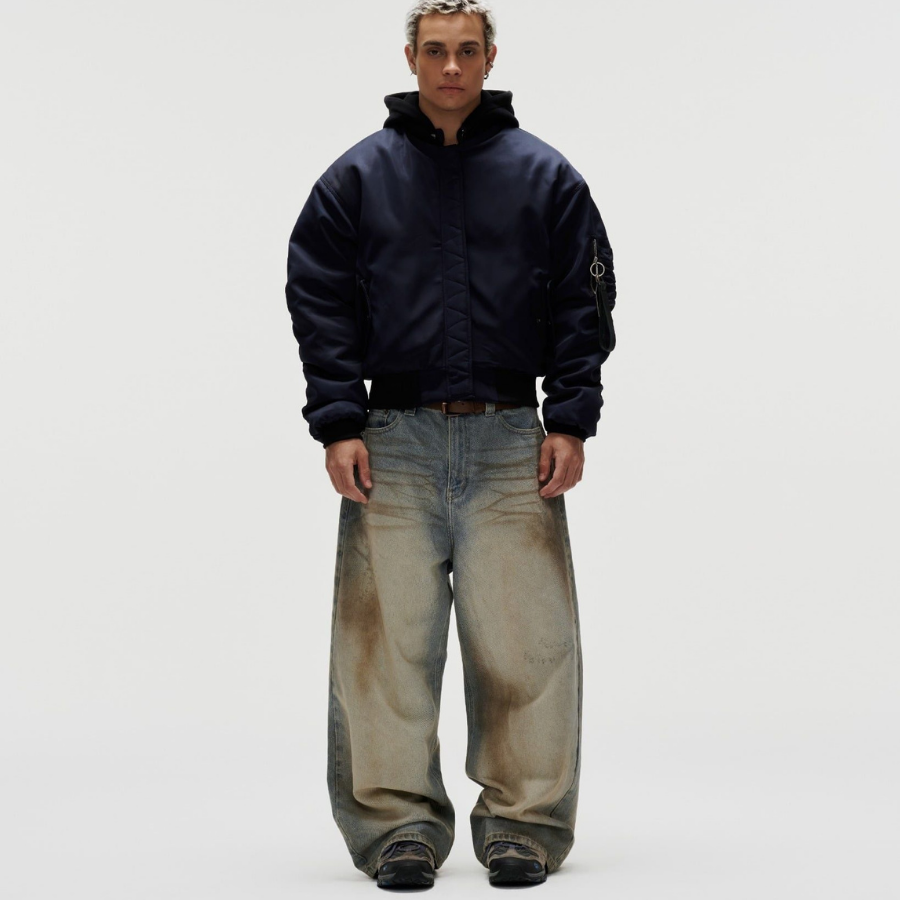 FNOS - Dirty Effect Washed Jeans - Comfortable Pants - Daily Wear - Unisex