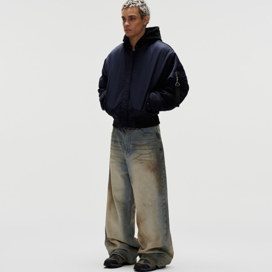 FNOS - Dirty Effect Washed Jeans - Comfortable Pants - Daily Wear - Unisex