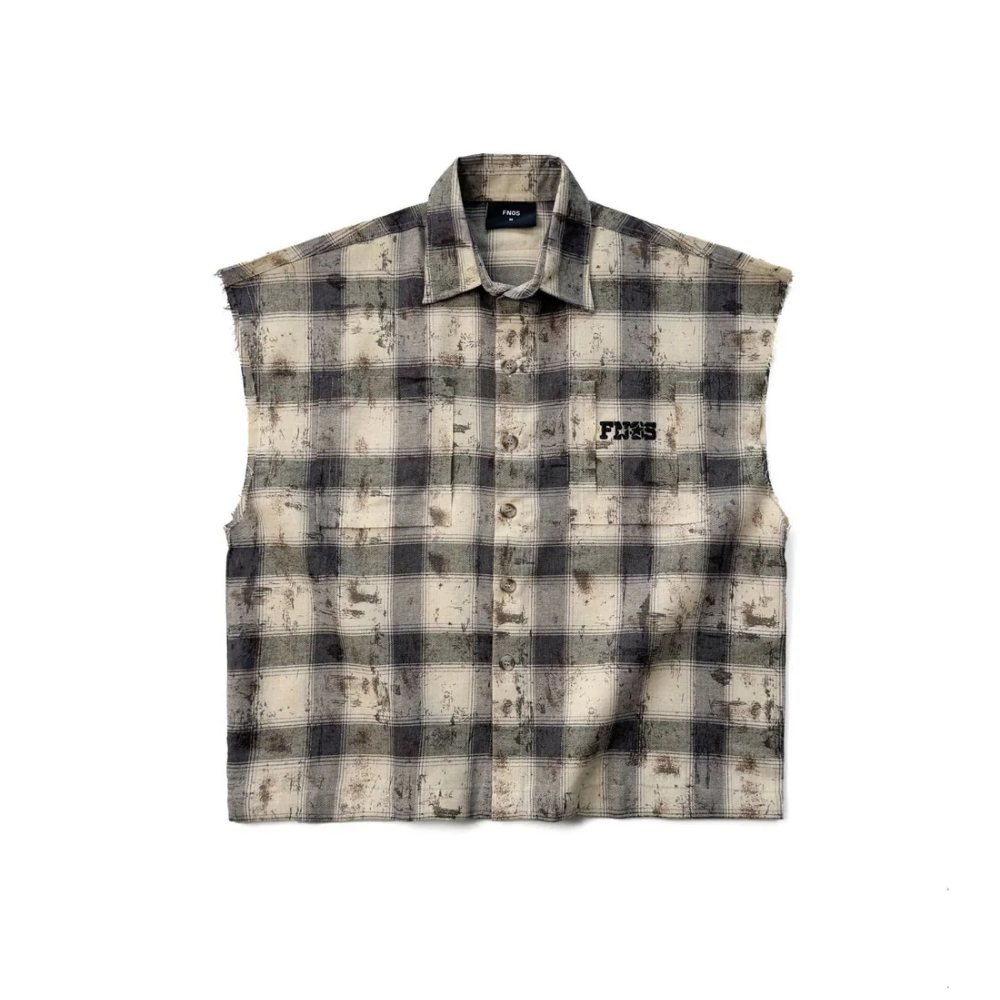 FNOS - Bat Cut Caro Shirt - Comfortable Tops - Daily Wear - Male