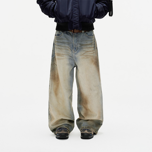 FNOS - Dirty Effect Washed Jeans -Unisex