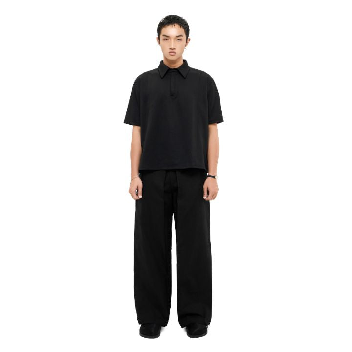 Big Pleat Kaki Pants - Black